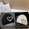 2023 New Fashion Autumn and Winter Knitted Hat Warm Rhinestone Heart Knitted Cap