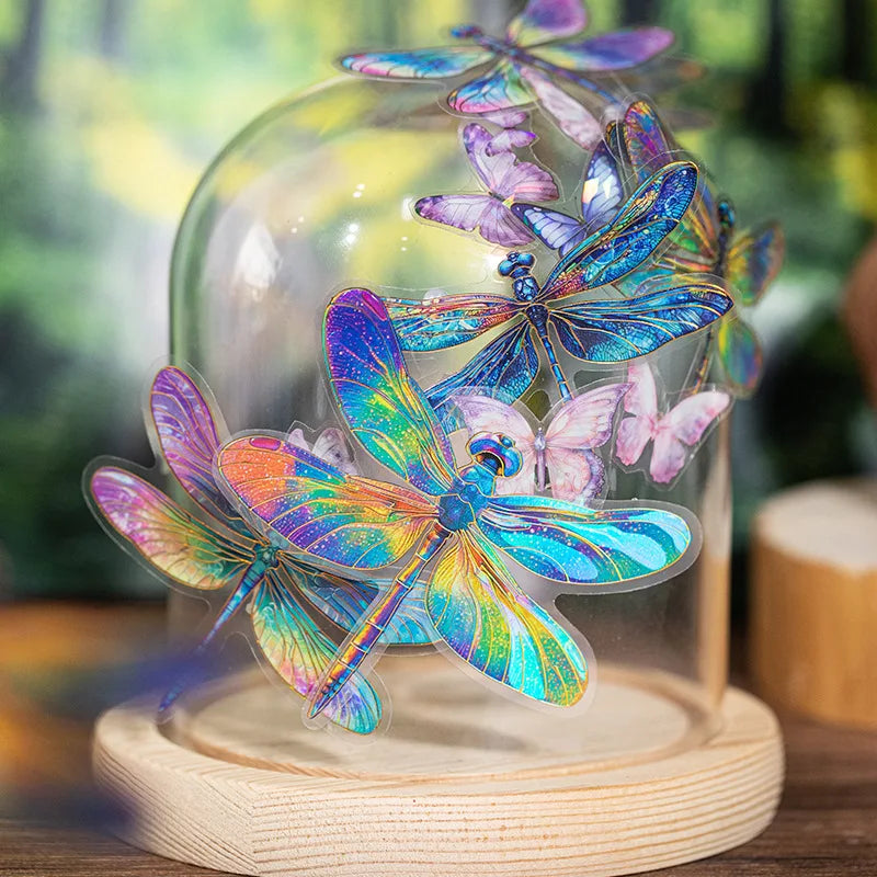 20 Sheets/pack PET Colorful Sticker Pack Dragonfly Flutter Series Retro Creative Material Handbook Gumi DIY Cuca Stickers