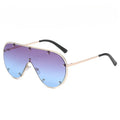Hot Sale Unisex Trendy Sunglasses Fashion Metal One Piece UV400 Lens Rivet Oversized Frame Eyewear 7 Colors Customizable Logo