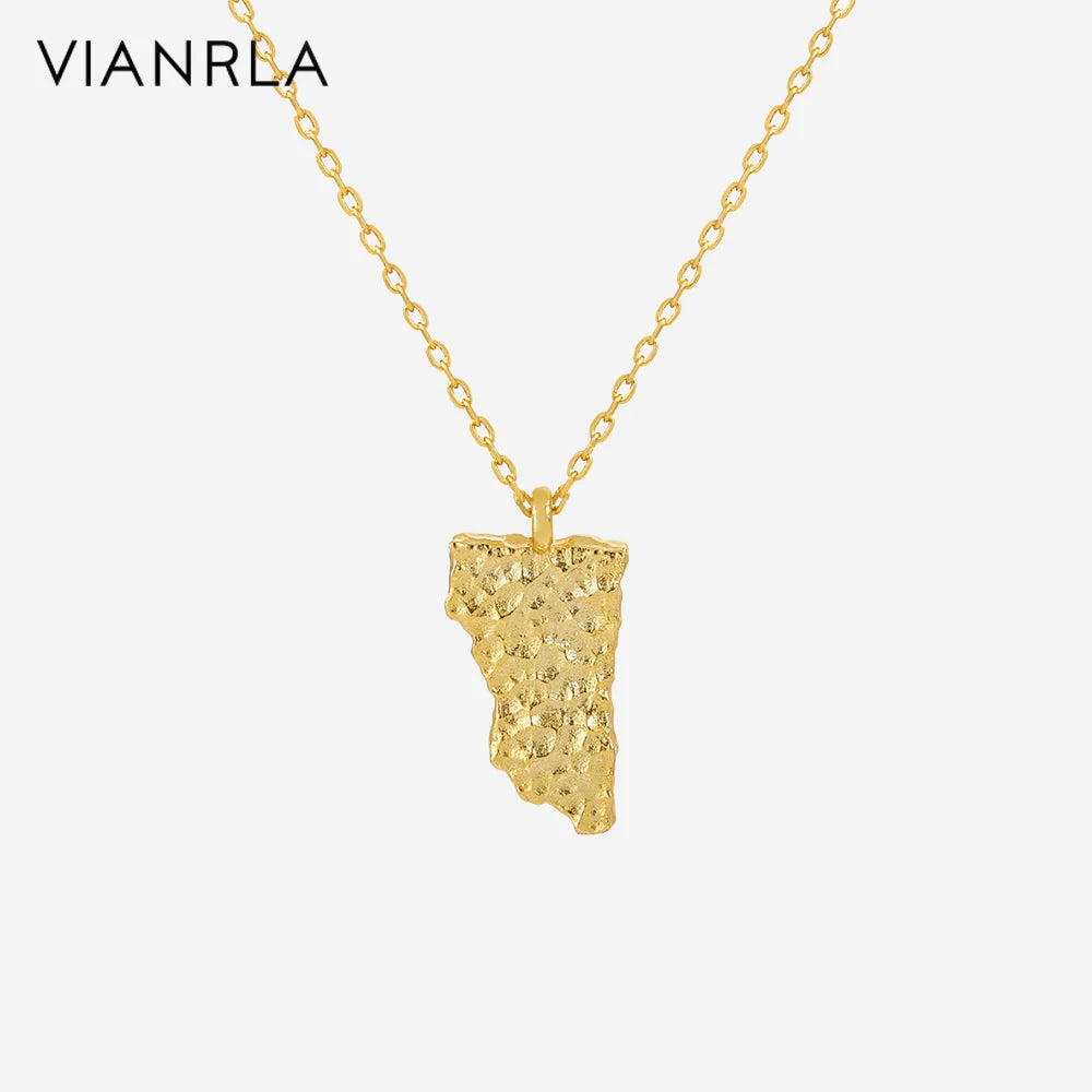 VIANRLA 925 Sterling Silver 18k Gold Chain Irregular Pendant Necklace Jewelry Wholesale Merchants