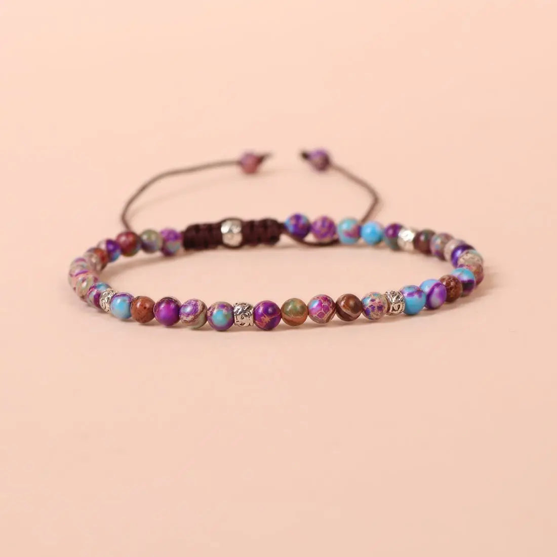 Healing Crystal Sea Sediment Jasper Beaded Bracelet 4mm Minimalist Gemstone Bracelet for Women Girls