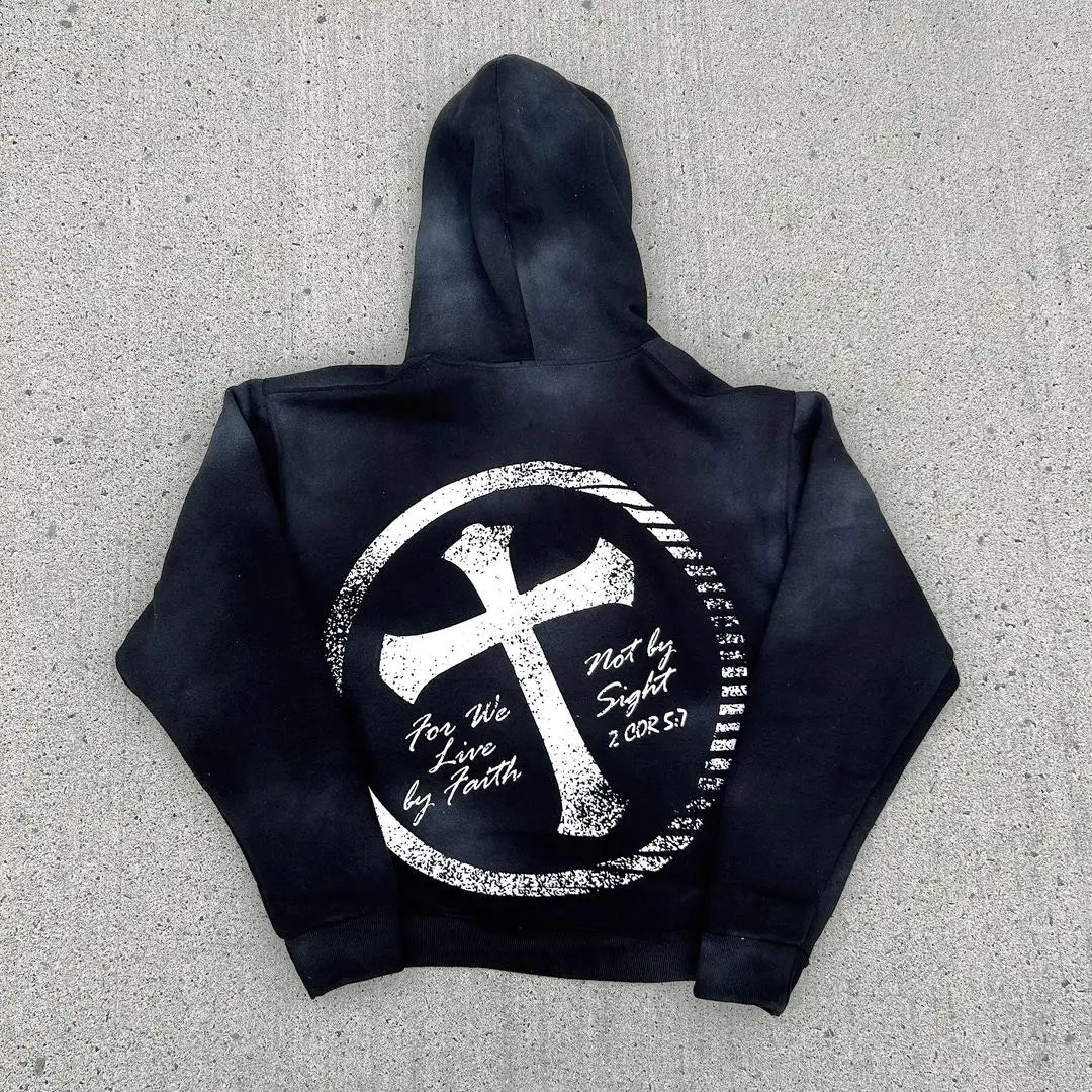 Yingling Custom Boxy Cotton HeavyWeight Distressed Acid Wash Unisex Dtg Print Winter Oversized Vintage Zip Hoodie Sweatshirt