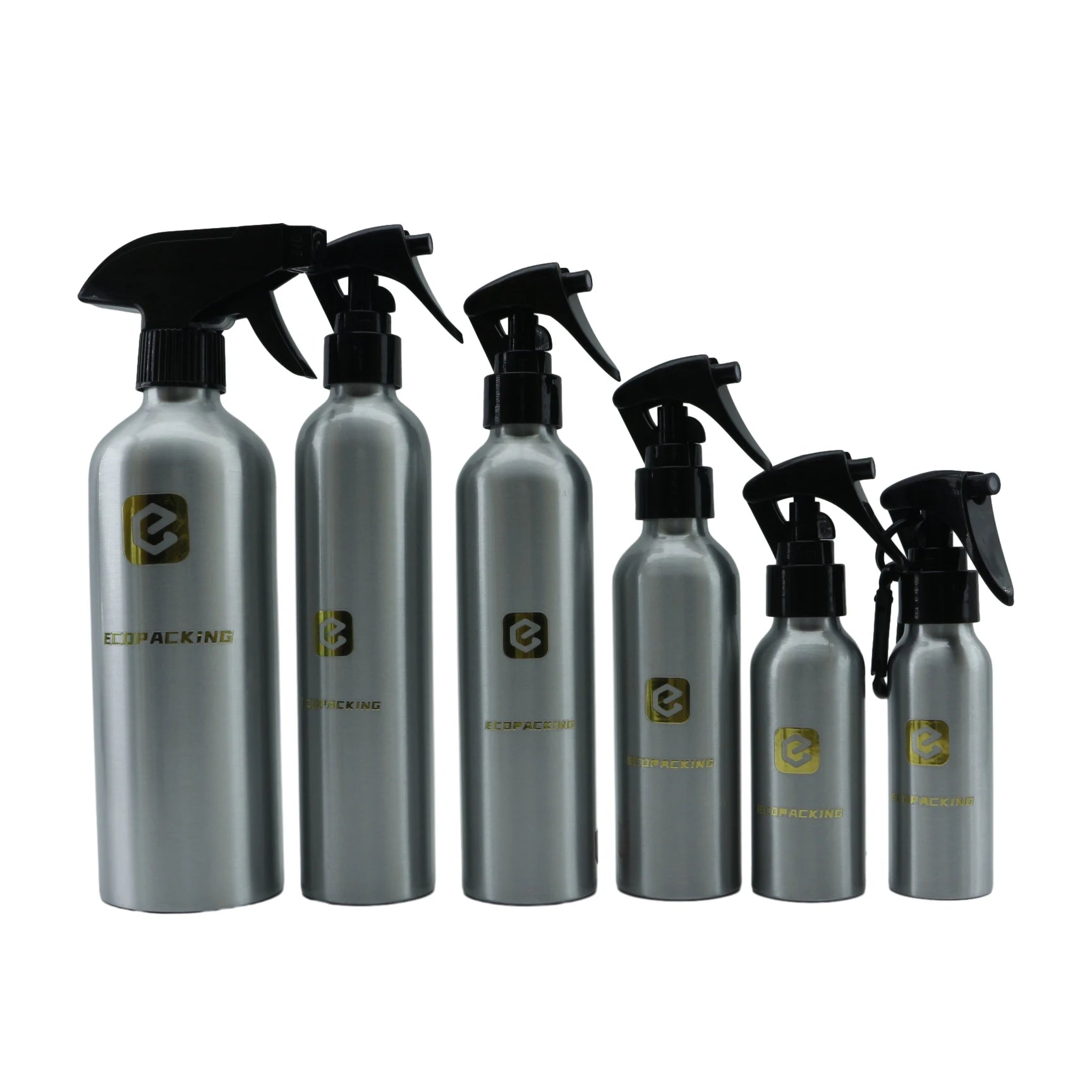 Unique 250ml 500ml 1000ml Silver Aluminum Spray Bottle with Sprayer for Kitchen Cleanser Packaging