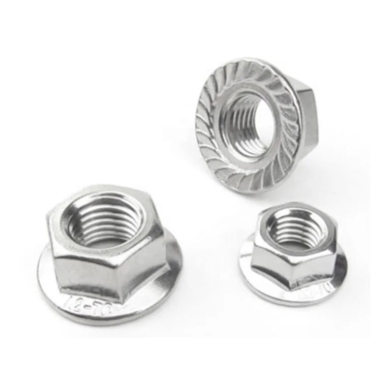 Din6923 Stainless Steel 304 Hex Serrated Flange Nut Polished Finish