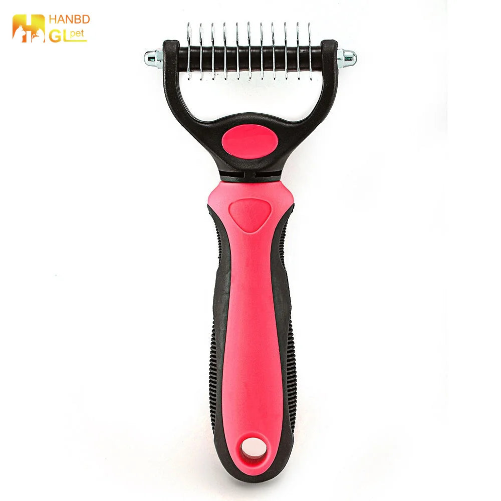 Professional 2-Sided Fur Grooming Rake Mat Remover Eco-Friendly Plastic Dematting Comb Tool for Small Cats Dogs Pets Matting