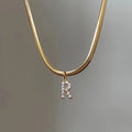 Custom 12mm Alphabet Cubic Zirconia Charm Letter Necklaces Round Snake Chain Initial Necklace Women Hip Hop Minimalist Jewelry