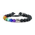 Natural Crystal Stone Bracelets Reiki 7 Chakra Healing Beads Bracelet Black Lava Buddha Bangles for Gifts MegaBDM