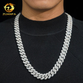 Zunfa Jewelry GRA Certificate Passed Diamond Tester 16mm Moon Shape Vvs Moissanite Cuban Link Chain Rapper Hip Hop Necklace