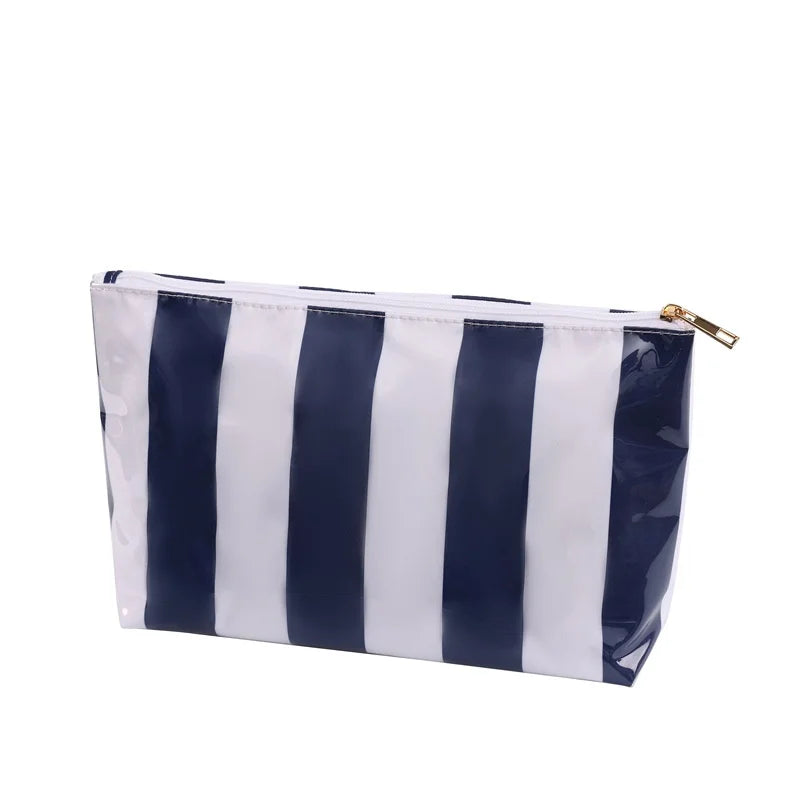 Large Capacity Waterproof PVC Makeup Storage Bag Custom Printed Letter Pattern Zipper Travel Bag with Soft Handle