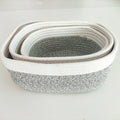 Set 3 Handmade Cotton Rope Woven Eco-Friendly Foldable Storage Baskets Customizable Color Size Shelves Custom Logo Elegant