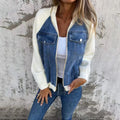 Outerwear 2024 Streetwear Casual Jean Jacket Ladies Patchwork Zipper Denim Jacket