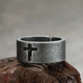 Adjustable Vintage Stainless Steel Cross Fashion Ring Punk Biker & Christian Faith Jewelry Themes for Men & Women