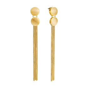 Trendy 18K Gold Plated Fringe Tassel Earrings Women Geometric Long Dropped Tassel Design Pearl Brass Religious Anniversaries