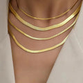 Hot Fashion Unisex Snake Chain Women Necklace Choker Stainless Steel Herringbone Gold Color Chain Necklace for Women Jewelry