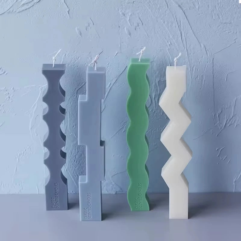 J136 Home Decor Gift European Simple Style Irregular Shaped Strip Silicone Candle Mold