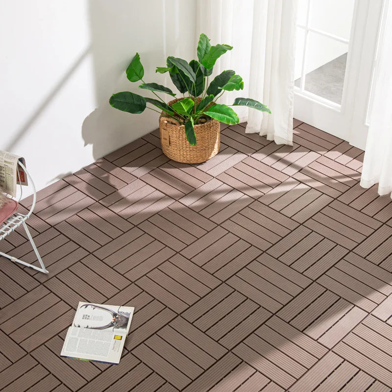 Modern European Square Brushed WPC Composite Decking Tiles Waterproof Outdoor 300mm X 300mm