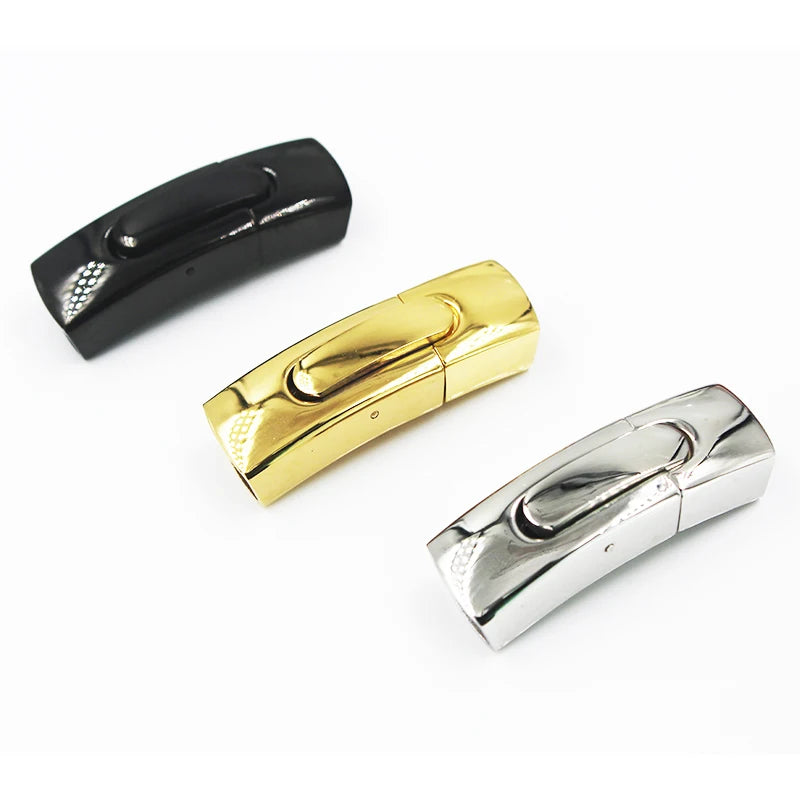 BMZ New 11*5.5mm Push Flat Stainless Clasp Matte/Mirror Polishing for Men's Bracelets Jewelry Findings & Components
