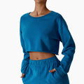 Long Sleeve Sweat Suit T-shirt Women's Pullover Outdoor Fitness Loose Casual Sportswear Plush Crop Top Hoodies Women