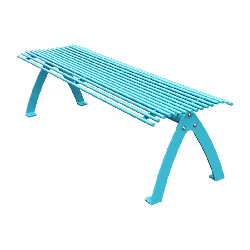Outdoor Furniture Backless Metal Tubular Public Park Steel Bench Seating Outside Garden Patio Commercial Seat Bench Without Back