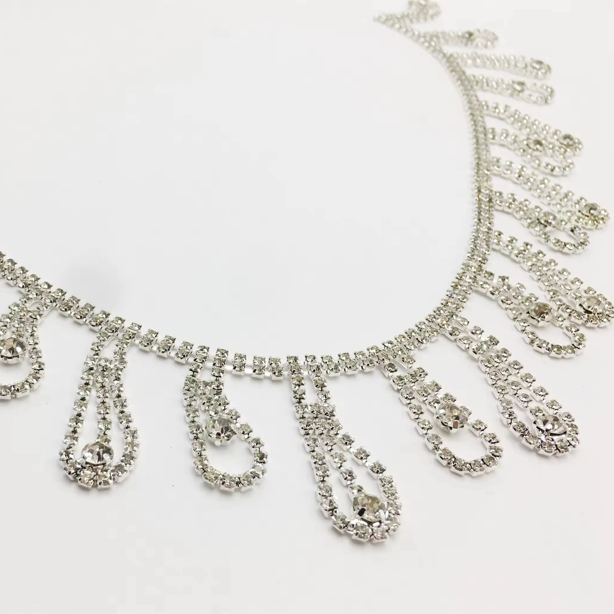 Diamond Chain Flatback Crystal Glass Water Seamed Collar Waist Rhinestones for Wedding Dress Accessories for Garments Shoes Bags