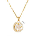 Micropaved Zirconia Flower Rotatable Windmill Pendant Necklace for Women Relief Anxiety Spinning Fidget Beaded Necklace
