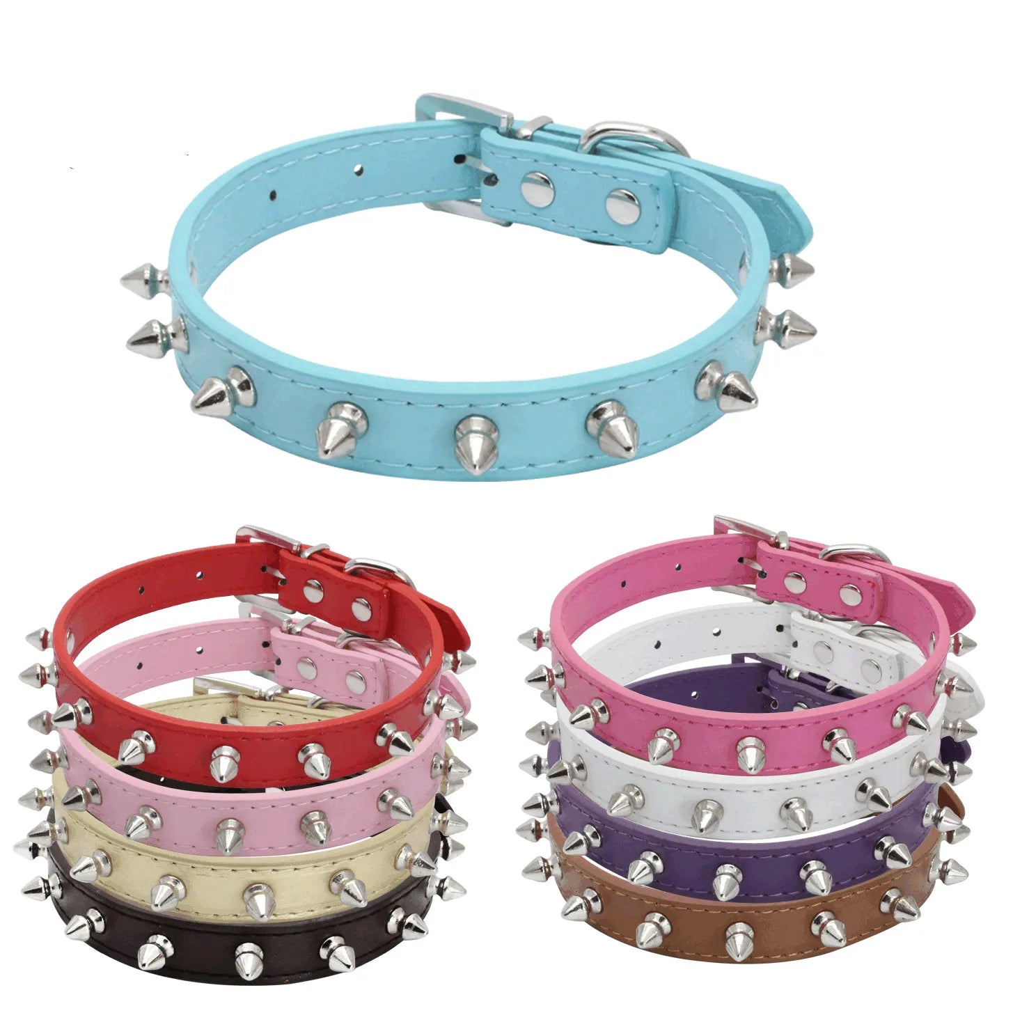 Hot Selling Personalized Leather Rivet Adjustable Quick Release Training Dog Collar for Small & Medium Dogs