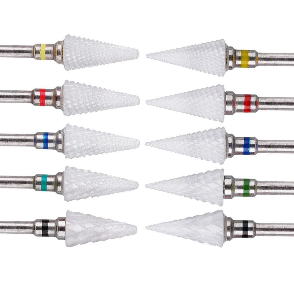 High-Quality Conical Ceramic Double-Toothed Left and Right Handed Nail Art Use Bit