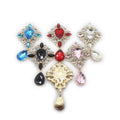 HFour 65*38mm 3D Water Drop Alloy Glass Crystal Jewelry Decorative Button Loose Rhinestones Gold Bottom Flatback for Bags Shoes