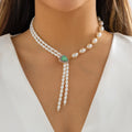 Romantic Women Tassel Necklace Choker Pearls Heart Necklace Statement Ladies Collar Gold Pearl Necklaces