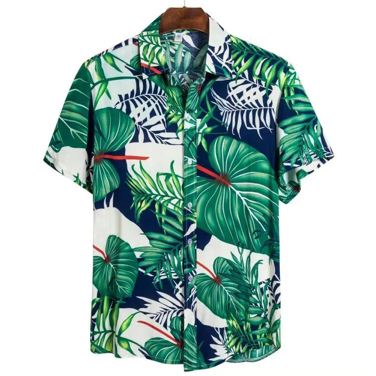 Cotton Flower Beach Party Summer Holiday Hawaiian Shirt Vintage Pattern Shirts Bangkok Thailand for Men Casual Poplin Fabric