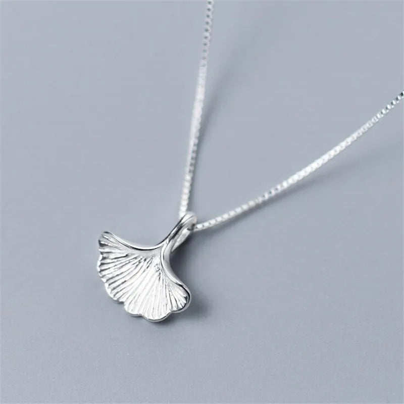 2025 Fashion Simple S925 Sterling Silver Ginkgo Leaf Pendant Necklace for Women Jewelry