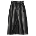Women Long Slit Skirt Black Leather Skirt for Women Genuine Leather Skirt