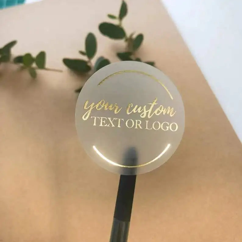 Custom logo Branding Gloss Transparent Lash Waterproof Circle Round Clear Gold Foil Sticker Labels