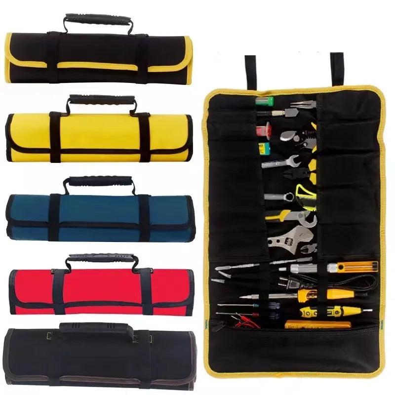 Roll-type Oxford Cloth Electrician Tool Roll Bag with 12L Capacity Adjustable Strap OEM/ODM Customizable