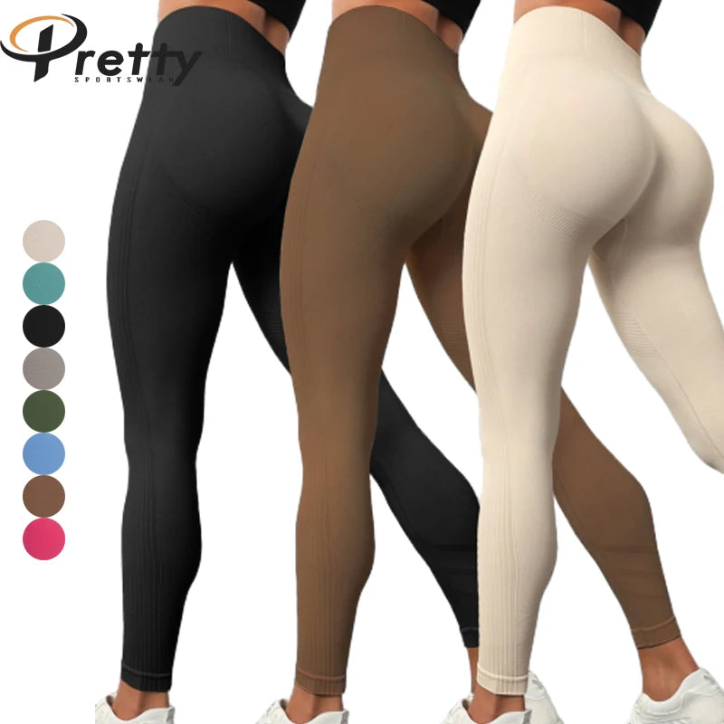 Wholesale Woman's Yoga Gym Leggings High Waist Hip Lifting Breathable Quick-dry High Elastic Lady's Fitness Workout Sportswear.