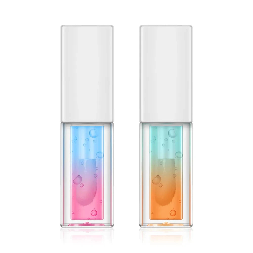 Factory ODM Private Label Lip Gloss Two-Color Lip Plumper With Fruity Scent and Color Changing Moisturizing Liquid Oil