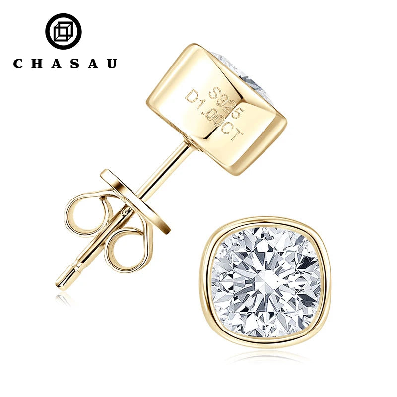 Classic Simple Square Shape 6x6mm 1.0ct Moissanite 925 Sterling Silver Studs Earring for Women Men with GRA