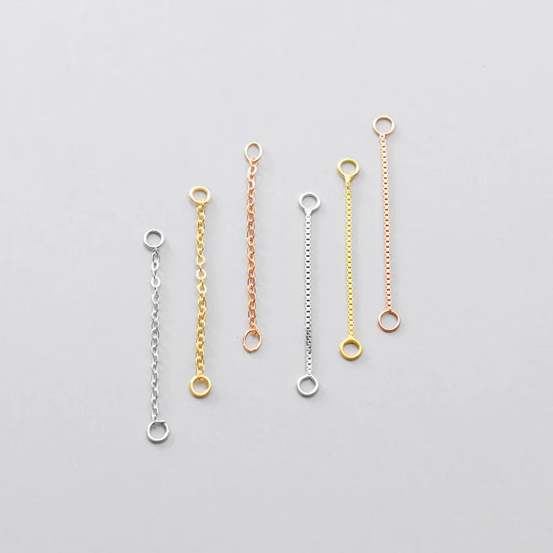 925 Sterling Silver Earring Line Connector Chains 30 40 50mm S925 Silver Dangler Ear Extension Chains DIY Jewelry Make