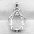 Sterling Silver 14*19mm Semi Mount Pendant Empty Frame Blank Support Setting S925 Base Holder Without Center Stone for DIY Inlay