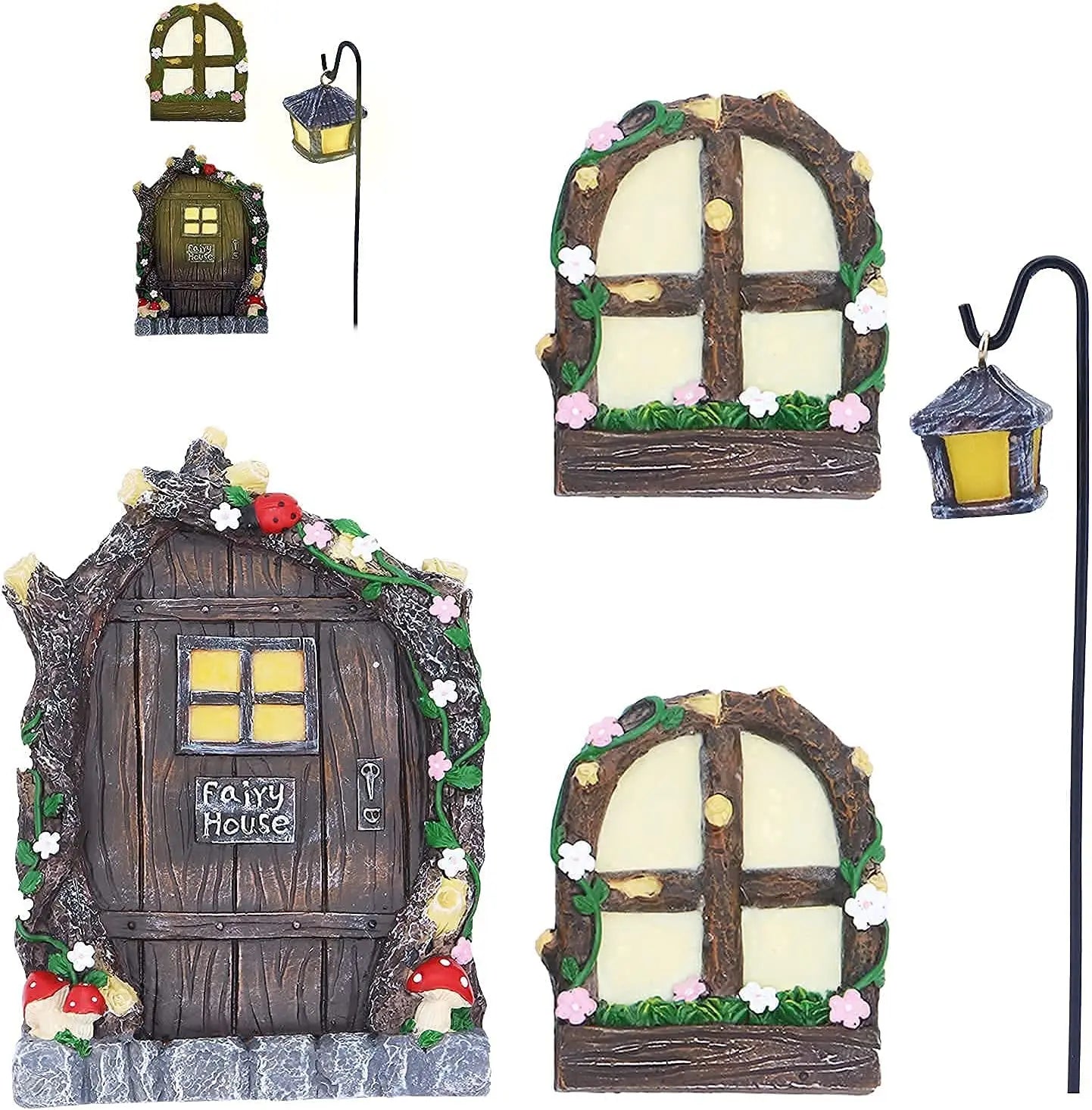 Fairy Garden Gnome Window Door Glow in Dark Yard Decor Art Miniature Outdoor Tree Ornament