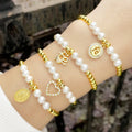 SC 2022 New 18K Gold Pearl Bracelet Personal Design Heart Beaded Bracelet Trend Virgin Mary Charm Bracelet for Women