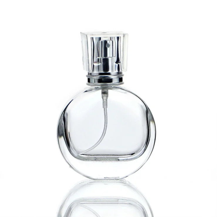 Classic 30ml Glass Perfume Bottle Flat Style Screw Top Pump Sprayer for Essential Oils Colognes Screen Printing Surface Handling
