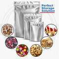 Silver Food Grade Vacuum Heat Seal Aluminum Foil Bag Open Top Foil Packing Doypack Stand up Pouch Mylar Bags