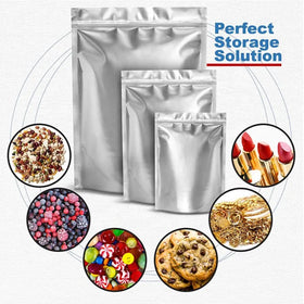 Silver Food Grade Vacuum Heat Seal Aluminum Foil Bag Open Top Foil Packing Doypack Stand up Pouch Mylar Bags