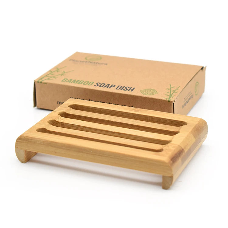 Eco Friendly Bamboo Wood Soap Dish Holder Rectangular Kitchen Soap Tray With Custom Paper Box