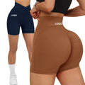 V-Shaped High Waist Hip Lifting Yoga Shorts Women Summer Pink Workout Sports Shorts for Gym Training Scrunch Butt Biker Shorts