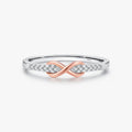 Contrast Color Design Romantic Rose Gold Color Fashion Jewelry Solid 925 Sterling Silver Infinite Love Simple Ring for Women