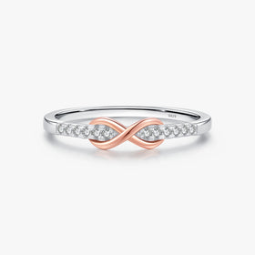 Contrast Color Design Romantic Rose Gold Color Fashion Jewelry Solid 925 Sterling Silver Infinite Love Simple Ring for Women