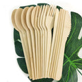 Hot Selling 2024 Disposable Bamboo Wooden Cutlery Set 150PCS 50 Forks 50 Knives 50 Spoons Compostable Flatware Utensils
