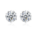 CZCITY Genuine 1ct Moissanite Diamond Stud Earrings Ladies Solid 925 Sterling Silver Earring for Wedding Jewelry